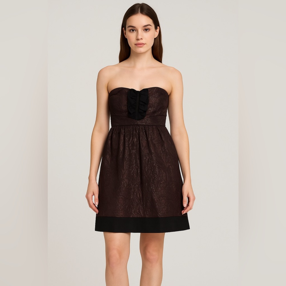BCBG Paris Black Brown Sleeveless Cocktail Dress Size 10